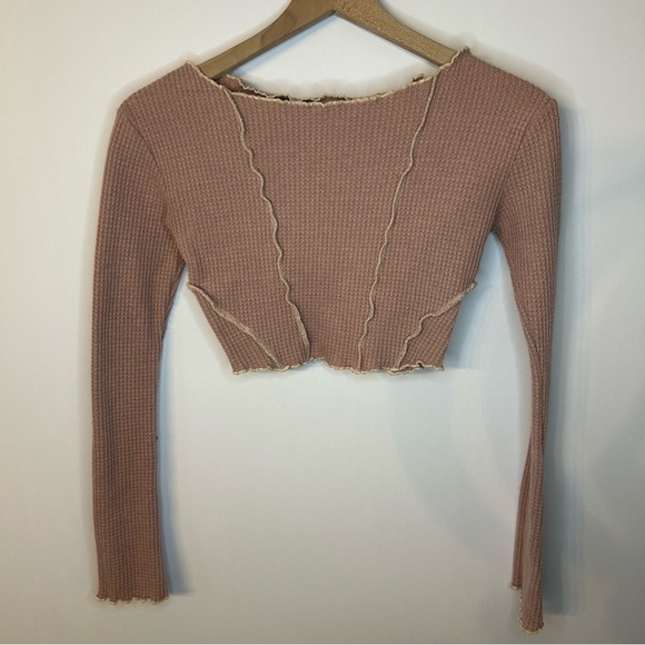 Urban Outfitters Out From Under Bella Thermal Seamed Long Sleeve Top in Pink, XS - Picture 5 of 10